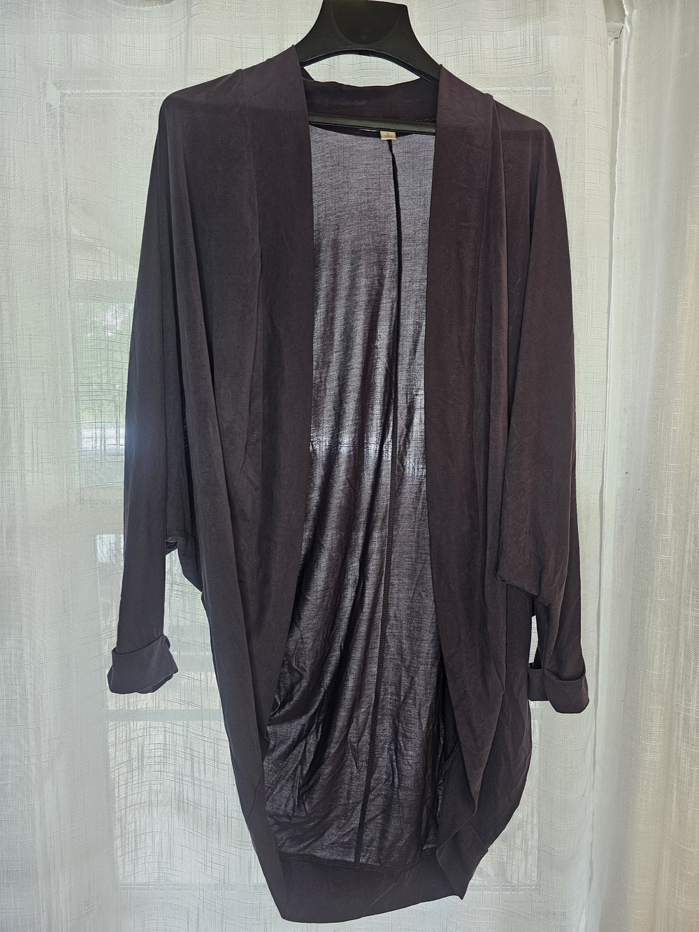 miami Sheer Open Cardigan in Plum